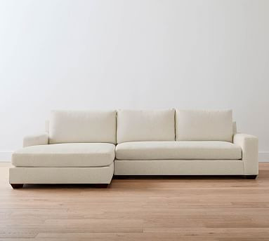 Big Sur Square Arm Upholstered Sofa Double Wide Chaise Sectional | Pottery Barn (US)