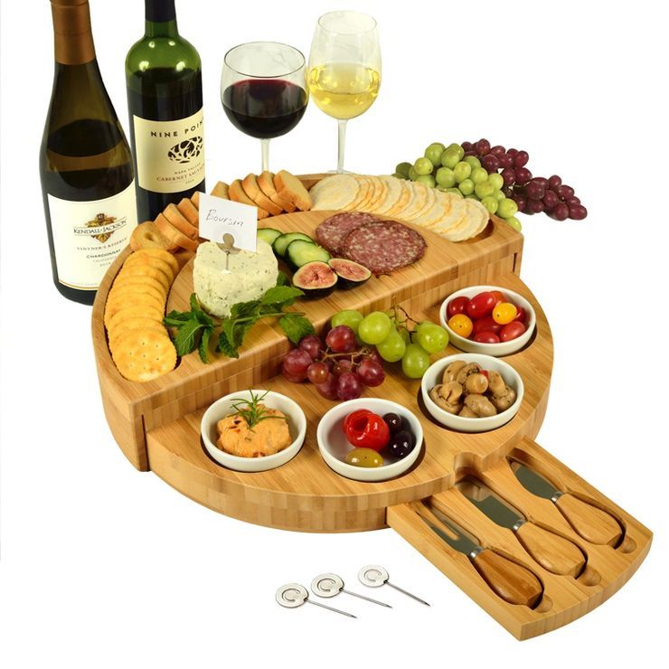 Picnic at Ascot Patented Bamboo Cheese & Charcuterie Board - Stores as a Compact Wedge- Opens to ... | Target