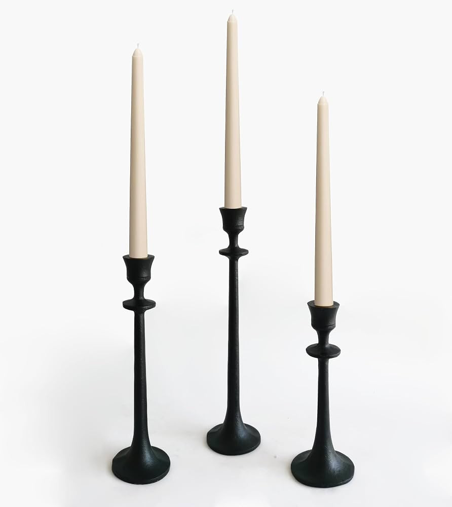 Iron Taper Candle Holder - Set of 3 Decorative Candle Stand - Candlestick Holder for Wedding, Din... | Amazon (US)