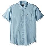 RVCA Men's Dead Flag Washed Button-Up Shirt Blue Medium | Amazon (US)