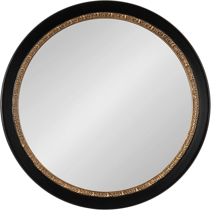 Kate and Laurel Wildomar Decorative Ornate Round Mirror, 26 Inch Diameter, Black, Traditional Orn... | Amazon (US)