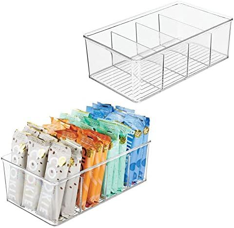 mDesign Plastic Food Storage Organizer Bin Box Container - 4 Compartment Holder for Packets, Pouc... | Amazon (US)