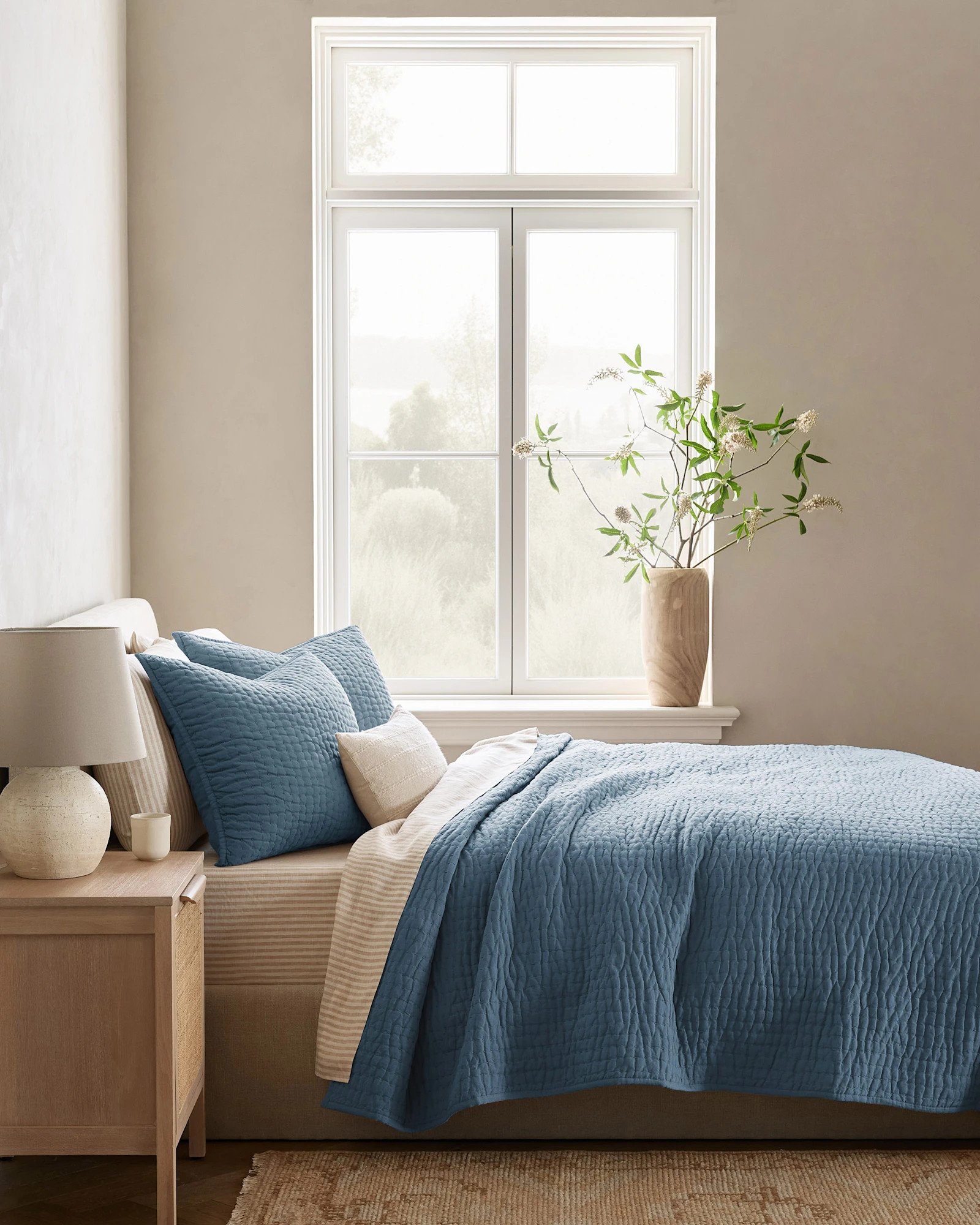 European Linen Cotton Stitch Quilt | Quince