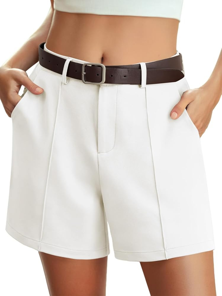 Feiersi Womens Casual High Waisted Elastic Waist Wide Leg Tailored Shorts Pleated Trendy Dressy W... | Amazon (US)