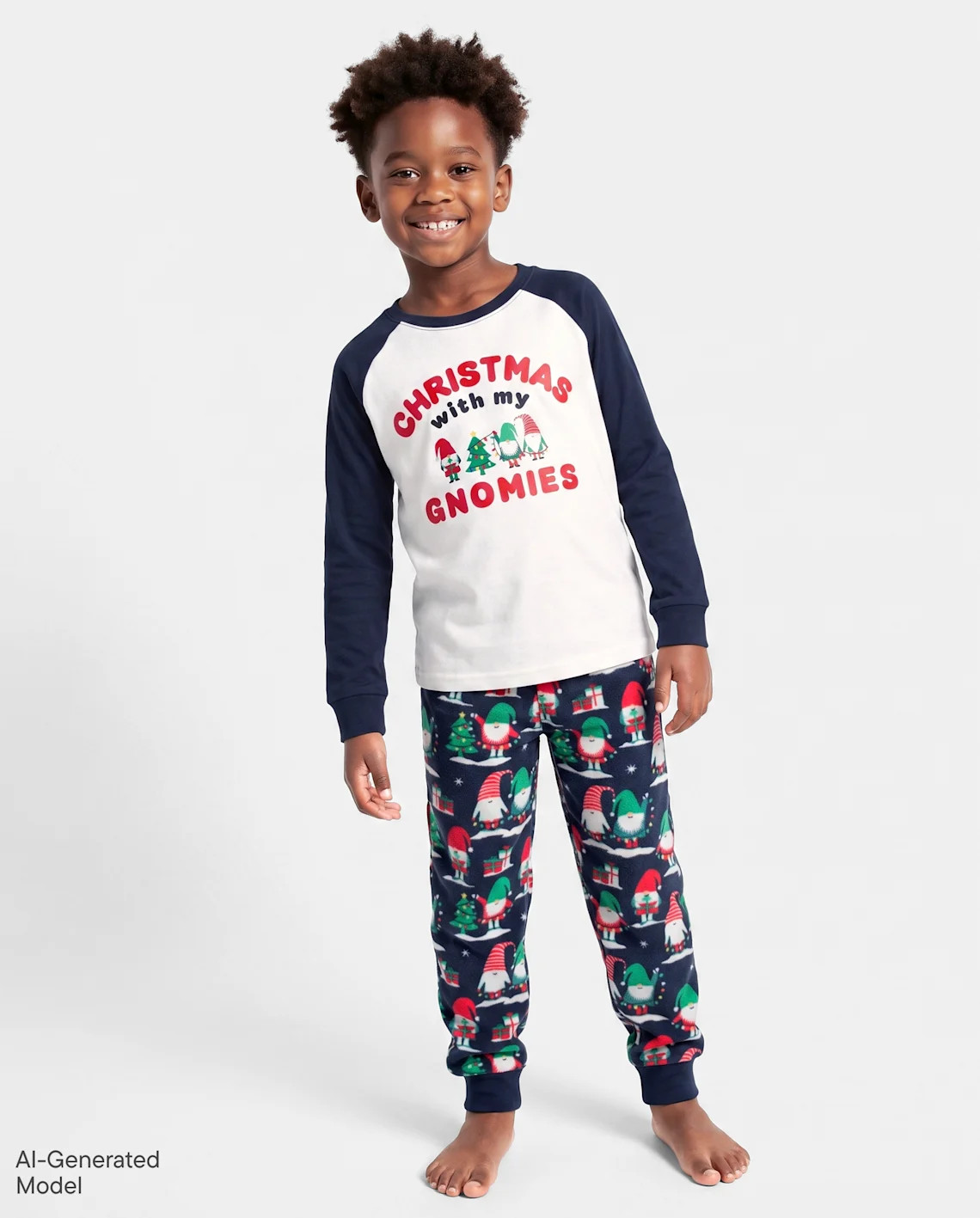 Kids Matching Family Christmas Gnomies Cotton And Dream Fleece Pajamas - blue | The Children's Place