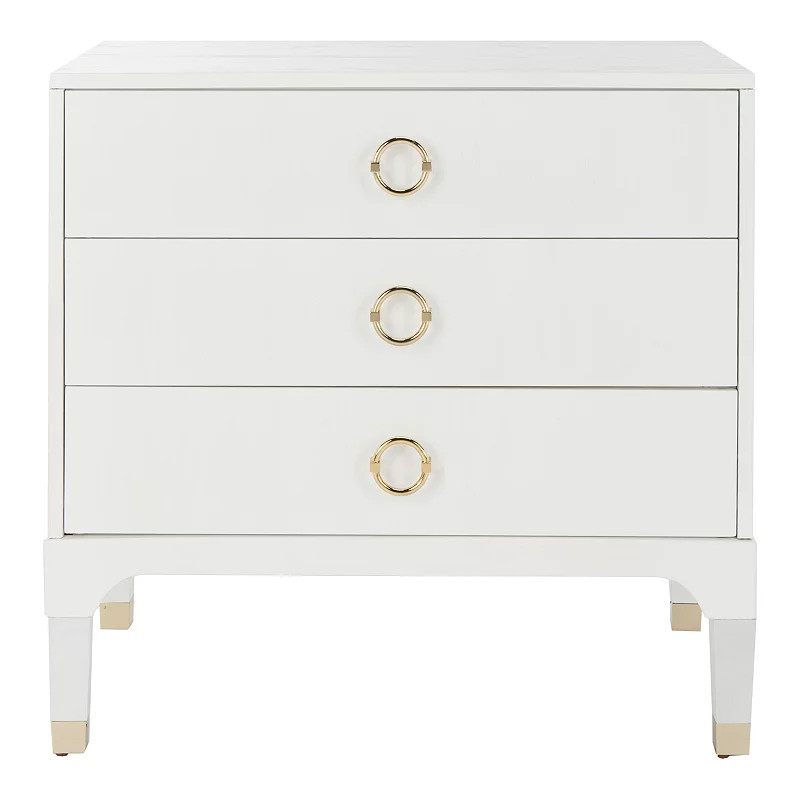 Safavieh Lorna 3-Drawer Contemporary Nightstand, White | Kohl's