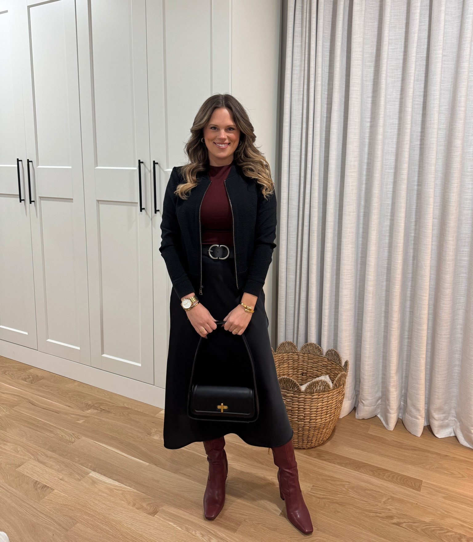 Date Night Outfit 
Black Bomber Jacket
Silk Skirt 
Red Knee High Boots 

#LTKPetite #LTKootd #LTKValentine