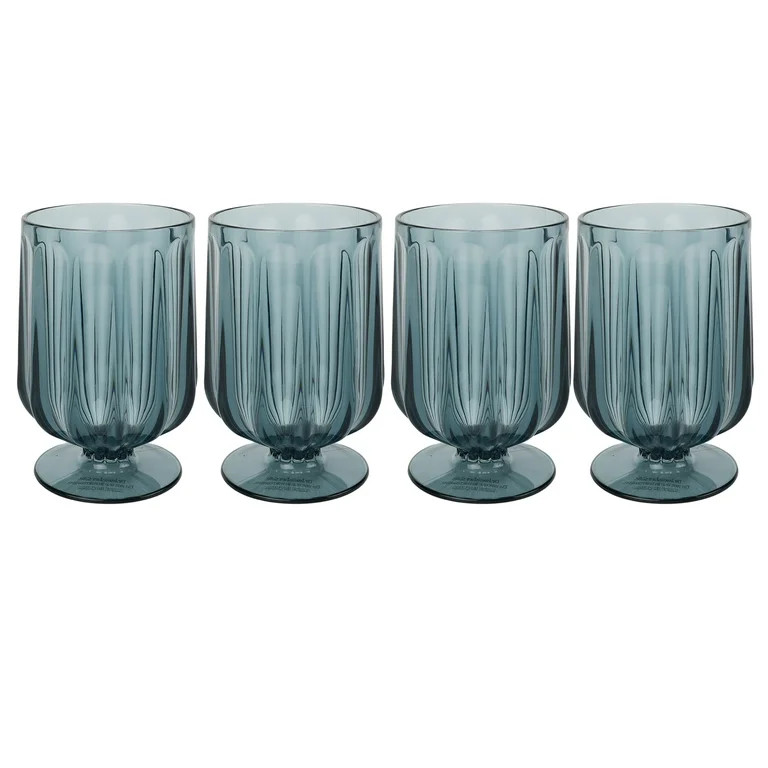 Better Homes & Gardens 4-Piece 15-Ounce Tritan Plastic Wine Goblet Set, Blue | Walmart (US)
