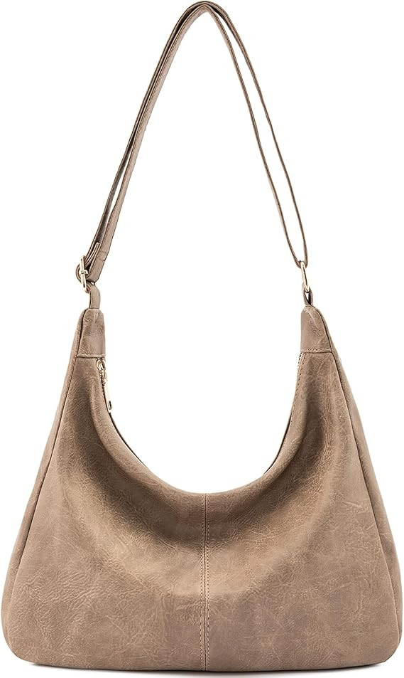 NIUEIMEE ZHOU Hobo Bags for Women Foldable Vegan Leather Shoulder Handbag Slouchy Tote Crossbody ... | Amazon (US)