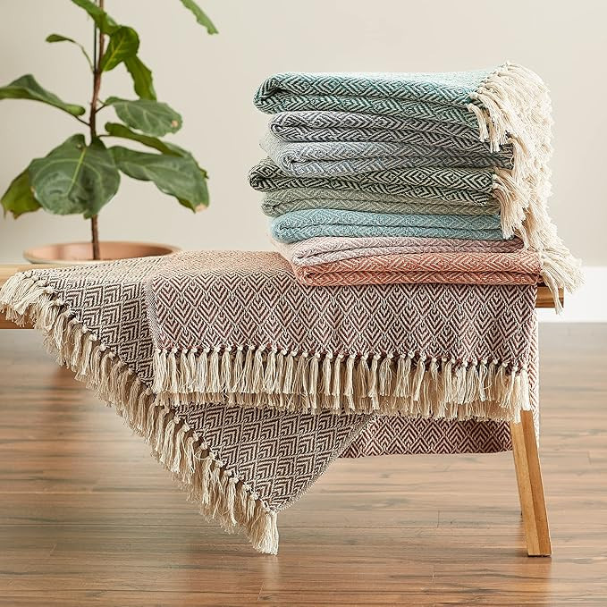 DII Diamond Throw Collection Cotton Woven, 50x60, Cinnamon | Amazon (US)