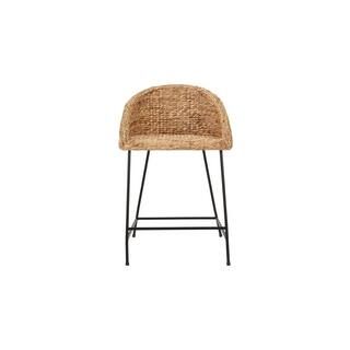 StyleWell Black Metal Counter Stool with Back and Natural Seat (21.42 in. W x 34.25 in. H)-ST1808... | The Home Depot