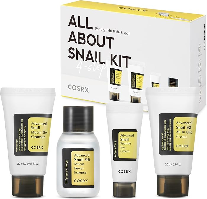 COSRX All About Snail Mucin Korean Skin Care Set, Mini Travel Essentials, Travel Size Gift Set wi... | Amazon (US)