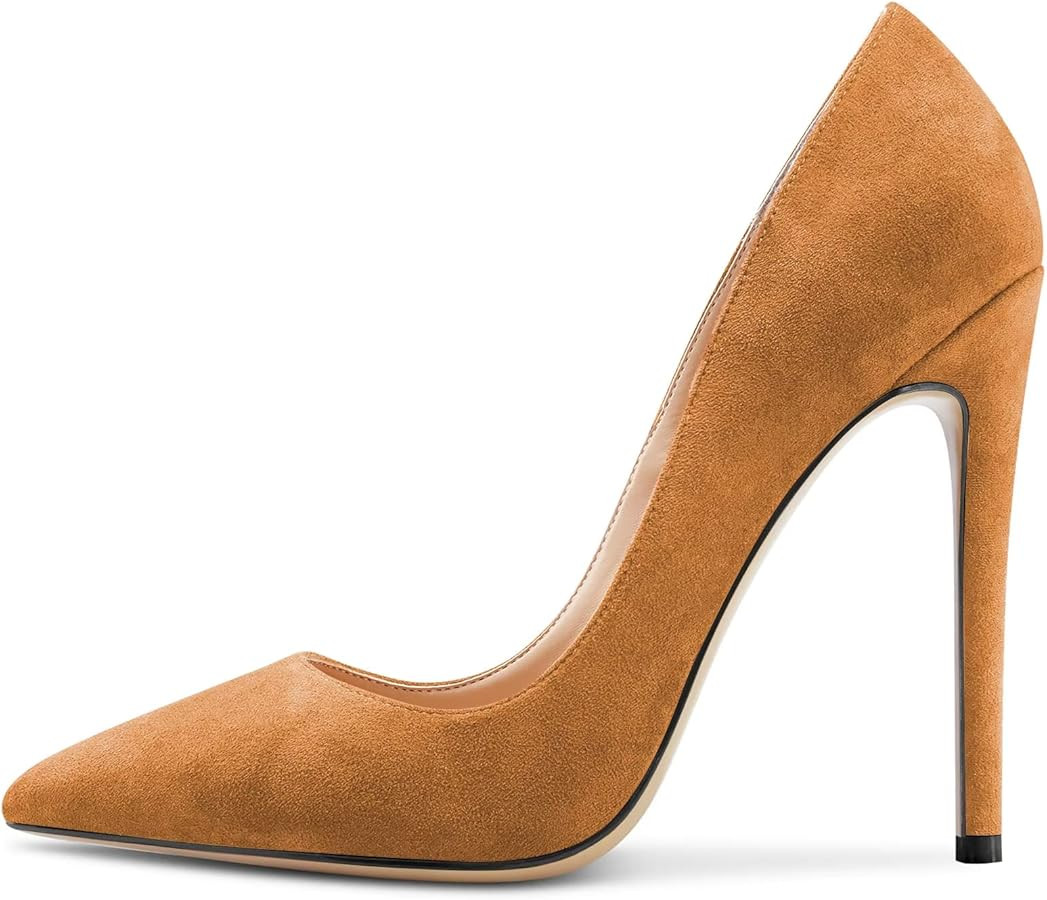 Saekcted Women Stiletto High Heel Close Pointed Toe Pumps Slip-on Wedding Sexy Dress Shoes | Amazon (US)