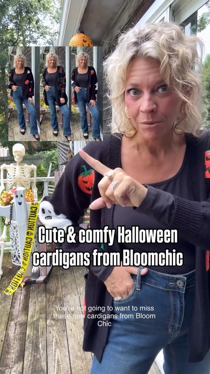 Cute & comfy Halloween 🎃 cardigans from Bloomchic sure to make heads turn 🦇👻 this season. All 3 are true to size and wash & wear well.

.
.
#halloweenstyle #comfycardigan #midsizeoutfit #halloweenoutfit #seasonalstyle

#LTKSeasonal #LTKOver40 #LTKMidsize