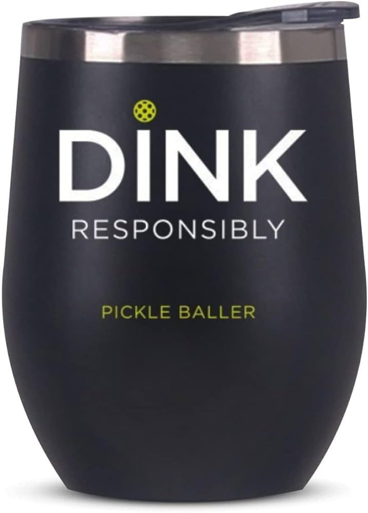 Pickle Ball Dink Responsibly pickleball Lovers Stemless Wine Tumbler Gift for Men Women or Partners Players 12 oz Insulated Stainless Steel Wine Glass (Pickleball) | Amazon (US)