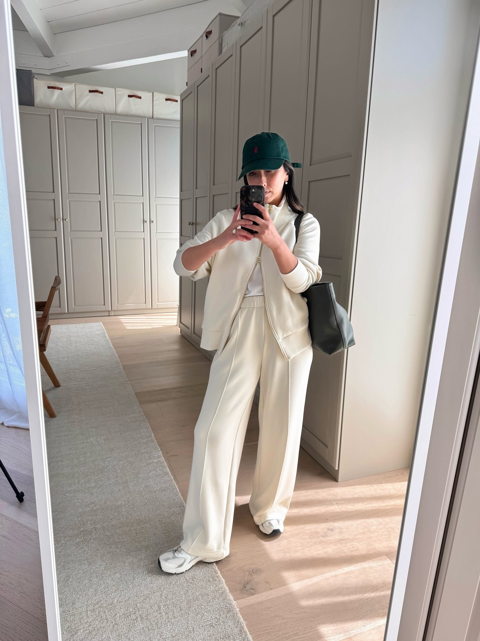 These are seriously butter! So so for and comfy. My favorite fill length wide leg pants. Jacket is sold out but linked similar in this same color. 

Varley jacket xs
Varley pants 28” inseam xs
New Balance 530 sneakers 5.5. Sold out
Polo Ralph Lauren hat
Cuyana Easy tote small - color is old, linked thier new green version

#LTKmomlife #LTKOver40 #LTKPetite