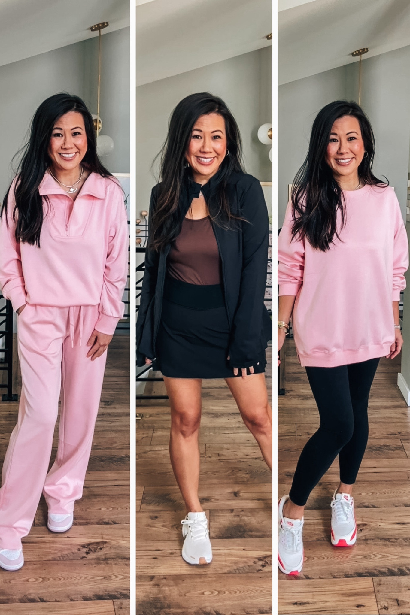Coordinated outfits
Comfy loungewear
Workout gear
Athletic wear
Yoga leggings
Sporty sets
Fitness apparel
Casual activewear
Tennis outfit
Gym-ready looks