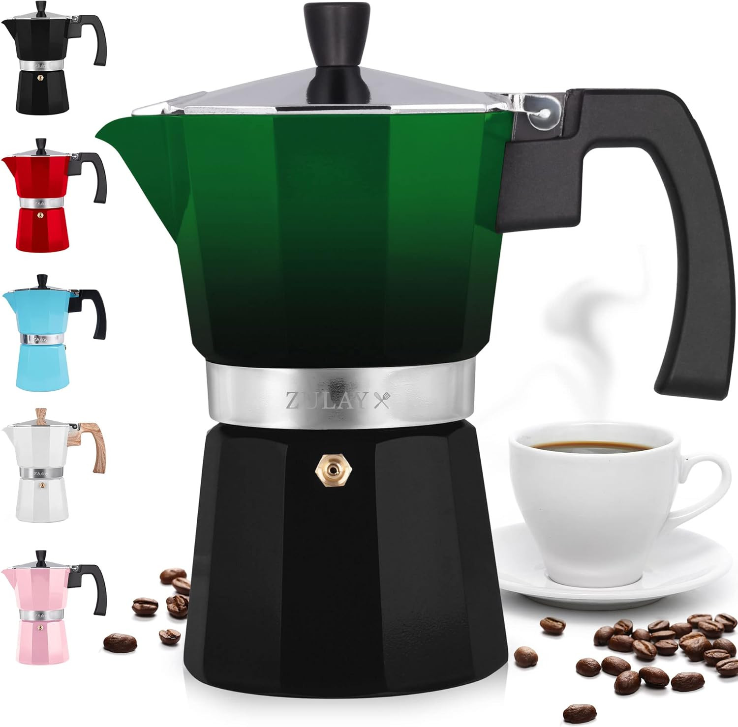 Zulay Kitchen Stovetop Espresso Maker - Moka Pot 6 Espresso Cups - Percolator Coffee Maker for Cl... | Amazon (US)