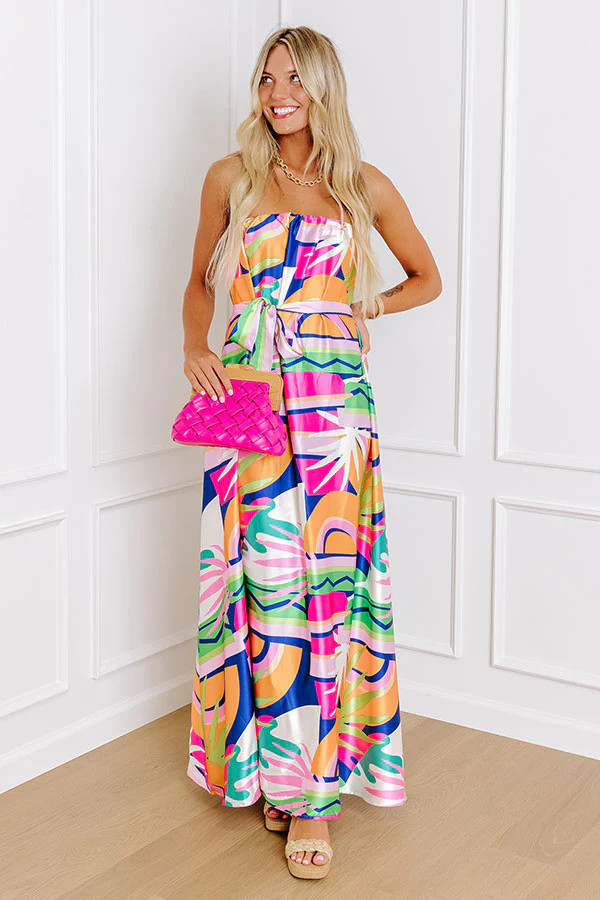 Paradise Palette Satin Maxi Dress | Impressions Online Boutique