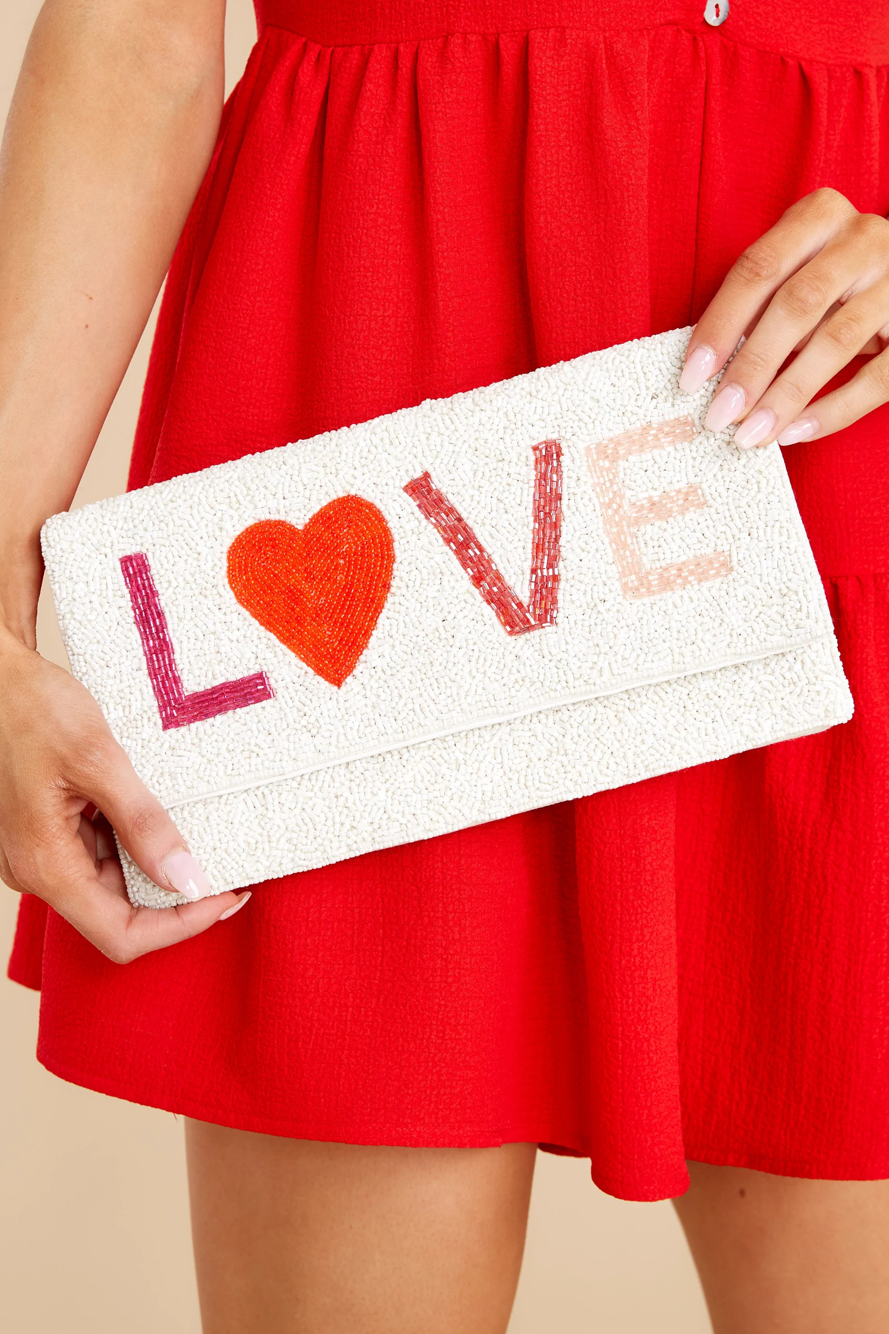 All You Need White Multi Beaded Clutch | Red Dress 