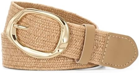 SUOSDEY Women Straw Woven Elastic Belt for Dresses,Boho Rattan Braided Stretch Ladies Waist Belt ... | Amazon (US)