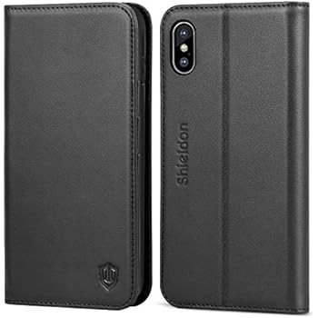 SHIELDON iPhone Xs Max Case, Genuine Leather iPhone Xs Max Wallet Case Auto Wake Sleep RFID Block... | Amazon (US)
