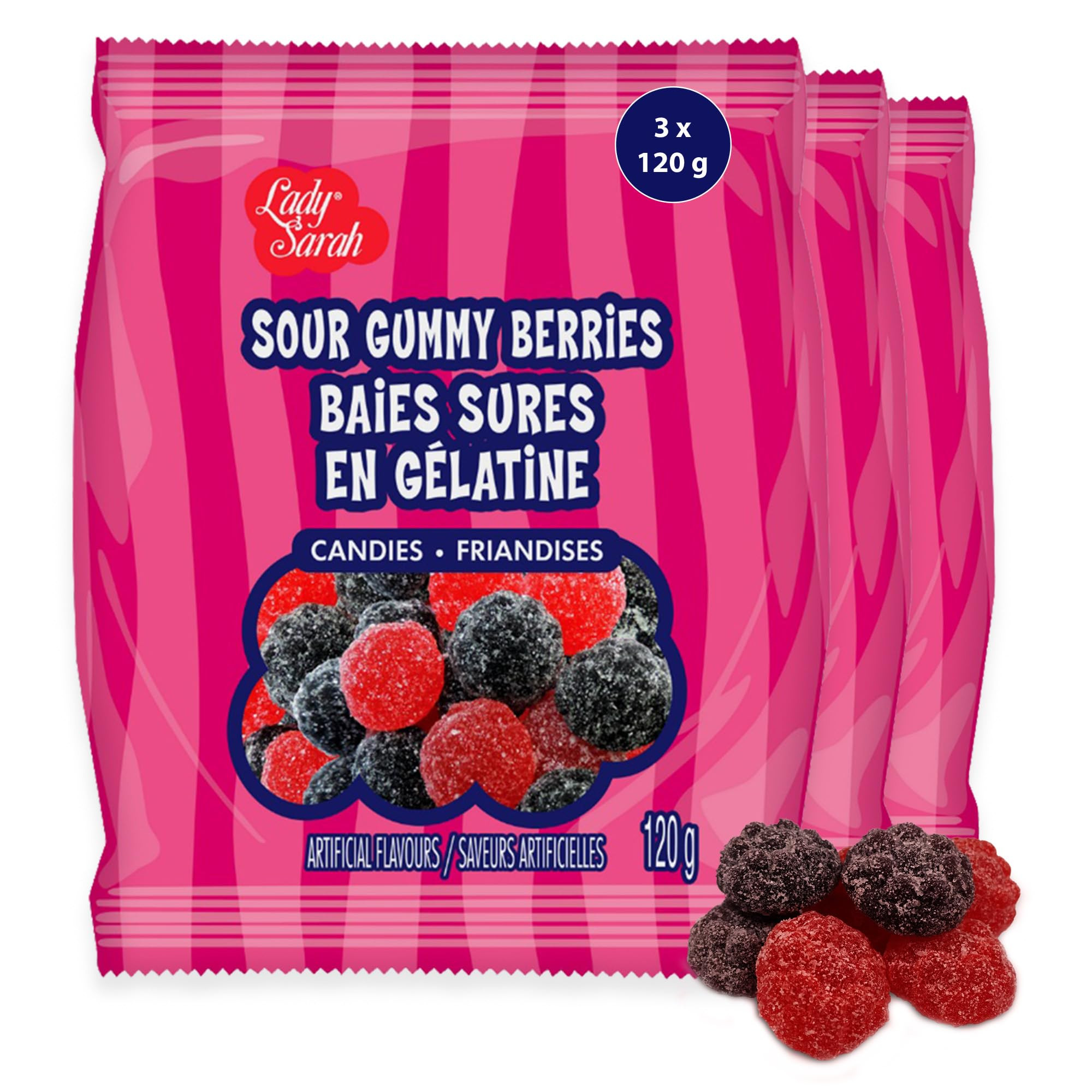 Lady Sarah Sour Gummy Berries - 360 Grams (Pack of 3 x 120G Bags) | Canada’s Top Choice Bulk Ca... | Amazon (CA)