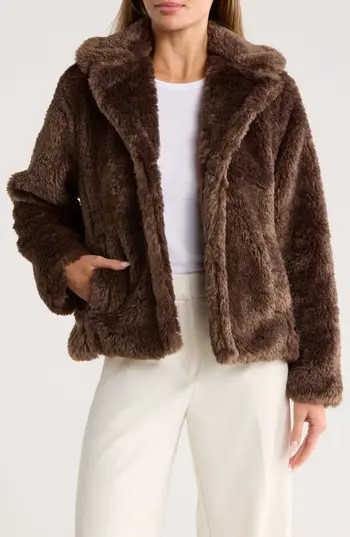 ELIE ELIE TAHARI Faux Fur Snap Front Jacket in Sahara Fox at Nordstrom Rack, Size Medium | Nordstrom Rack