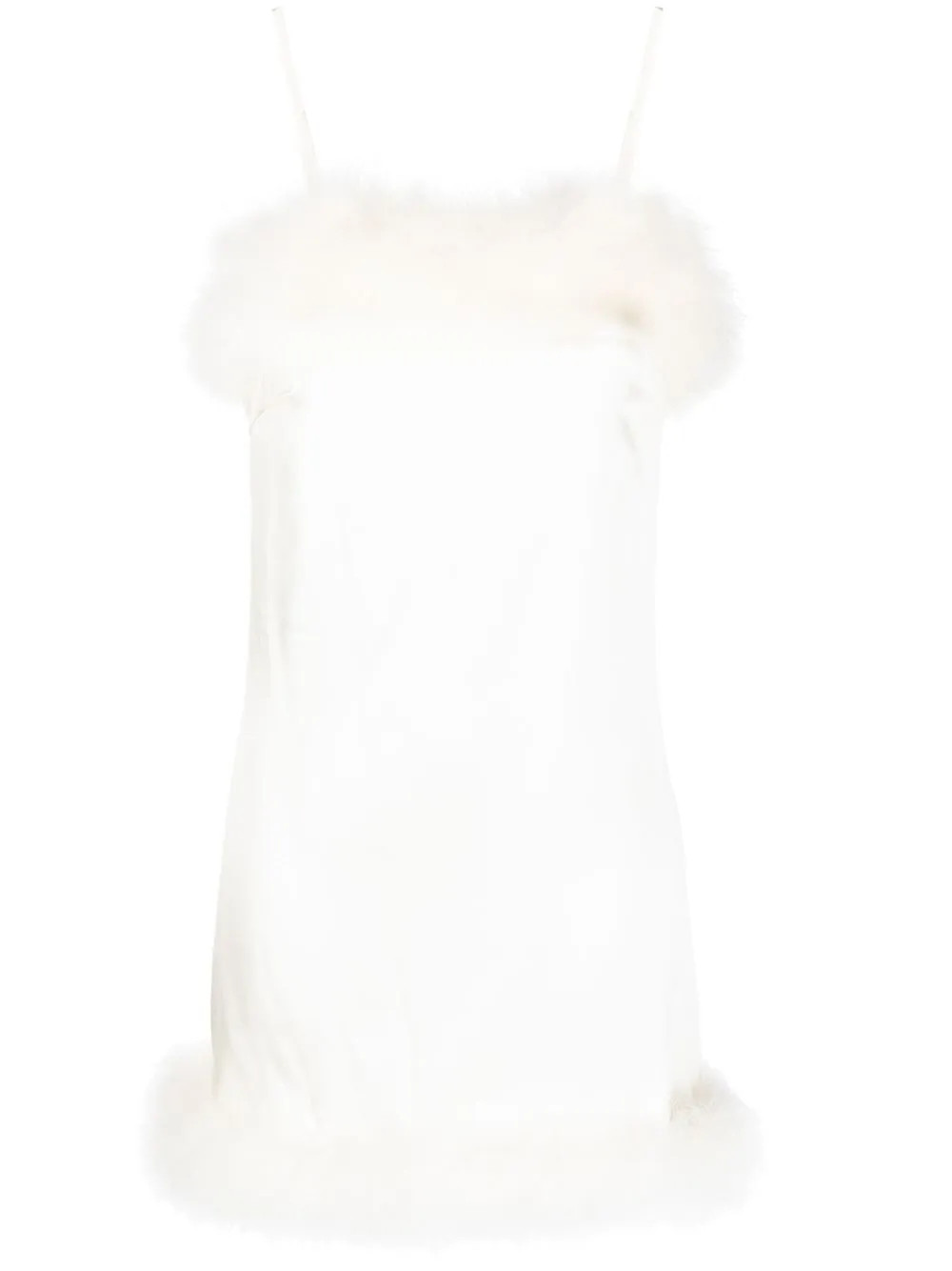 Gilda & Pearl Celeste feather-trim Mini Dress | Neutrals | FARFETCH UK | Farfetch Global