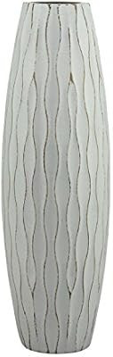 Stonebriar Vintage Textured Pale Ocean Blue Tall Wooden Vase, Medium | Amazon (US)