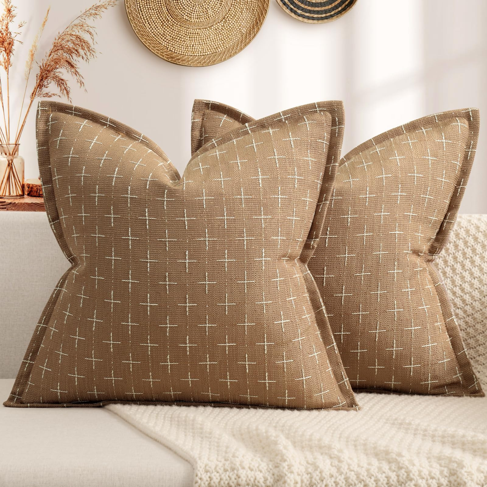 ZWJD Throw Pillow Pillow Covers 20x20 Set of 2 Soft Polyester Textured Pillow Covers with Stylish... | Amazon (US)