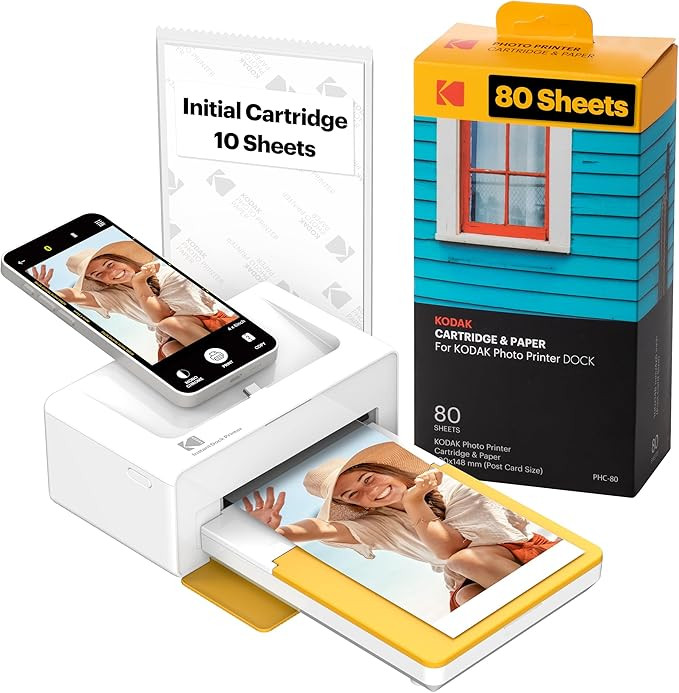 KODAK Dock Plus 4PASS Instant Photo Printer (4x6 inches) + 90 Sheets Bundle (10 Initial Sheets + ... | Amazon (US)