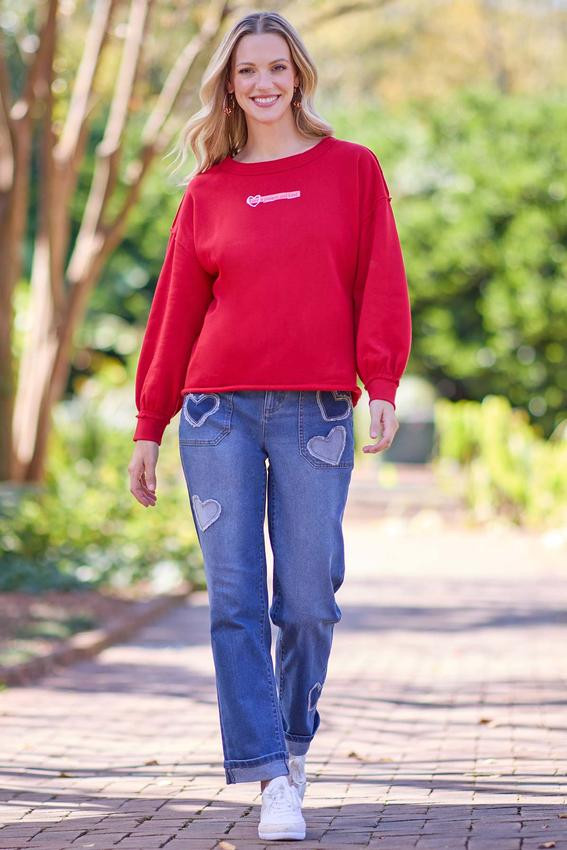 Frayed Heart Patch Jeans | Cato Fashions