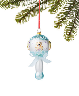 Holiday Lane Baby's First Glass Blue Rattle Ornament, Created for Macy's & Reviews - Shop All Hol... | Macys (US)
