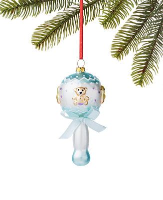 Holiday Lane Baby's First Glass Blue Rattle Ornament, Created for Macy's & Reviews - Shop All Hol... | Macys (US)