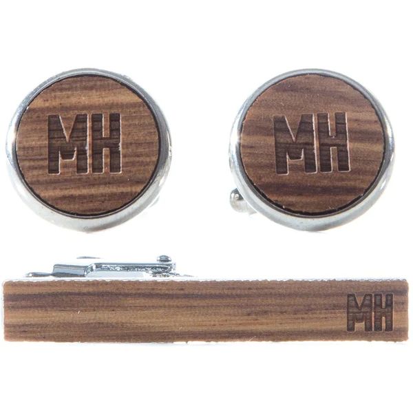 Cufflink & Tie Bar Set - Zebrawood | Swanky Badger