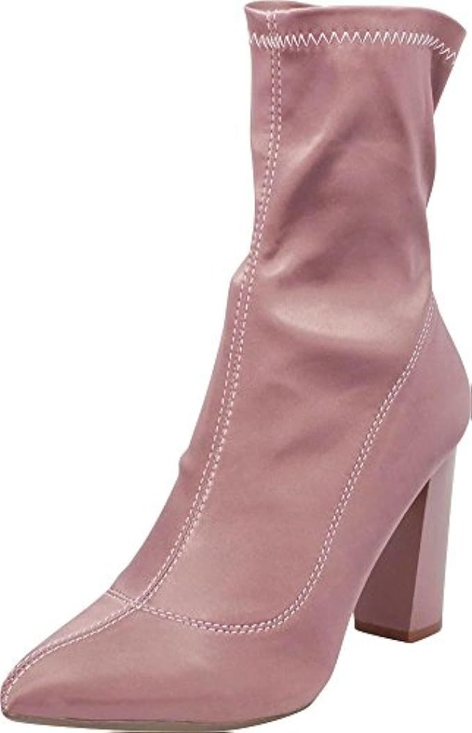 Cambridge Select Women's Pointed Toe Soft Stretch Sock Style Chunky Block Heel Ankle Bootie | Amazon (US)