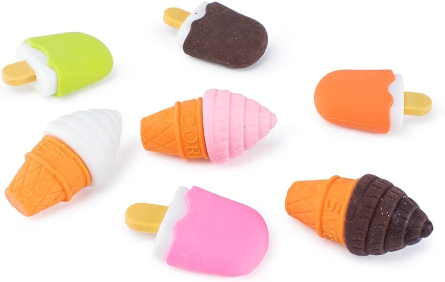 Colorful Mini Ice Cream Cone Fudge Pop Frozen Treat Erasers for Children Party Favors, School Sup... | Amazon (US)