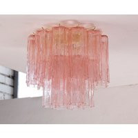 Ceiling Lamp With Pink Murano Glass Tronchi, Ceiling Chandelier Diameter 35 cm Design Vintage Style Made in Italy | Etsy (US)