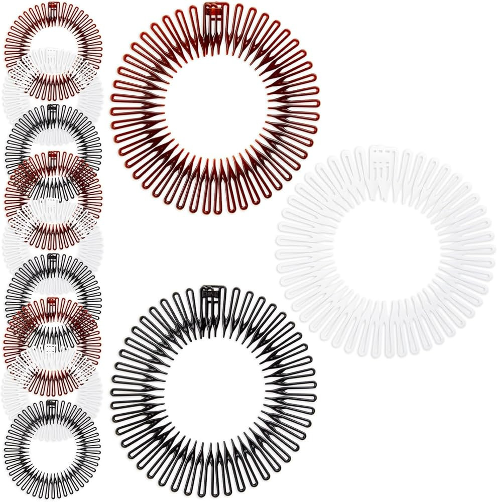 12 Pack 90s Zig Zag Style Circle Headbands with Teeth for Women's Hair Accessories (3 Assorted Co... | Amazon (US)