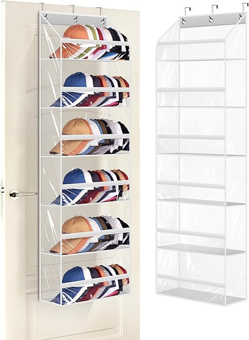AOODA Clear Over the Door Hat Racks for Baseball Caps, Large Holds up to 72 Caps Hat Storage Orga... | Amazon (US)