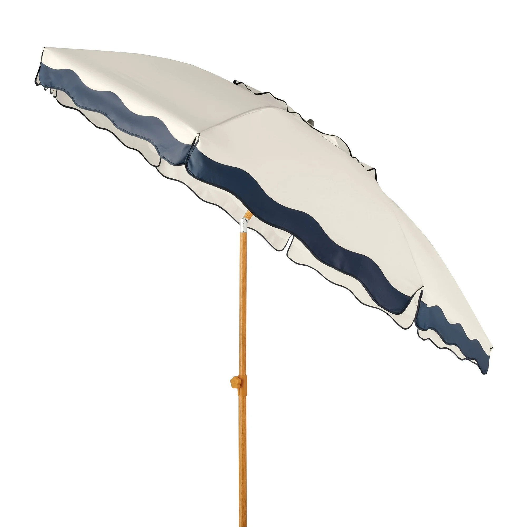 Mainstays 7.5' Resort Beach Umbrella with Tilt, Sand Anchor, Cream Color, Scallop Flap, UV 50+ Su... | Walmart (US)