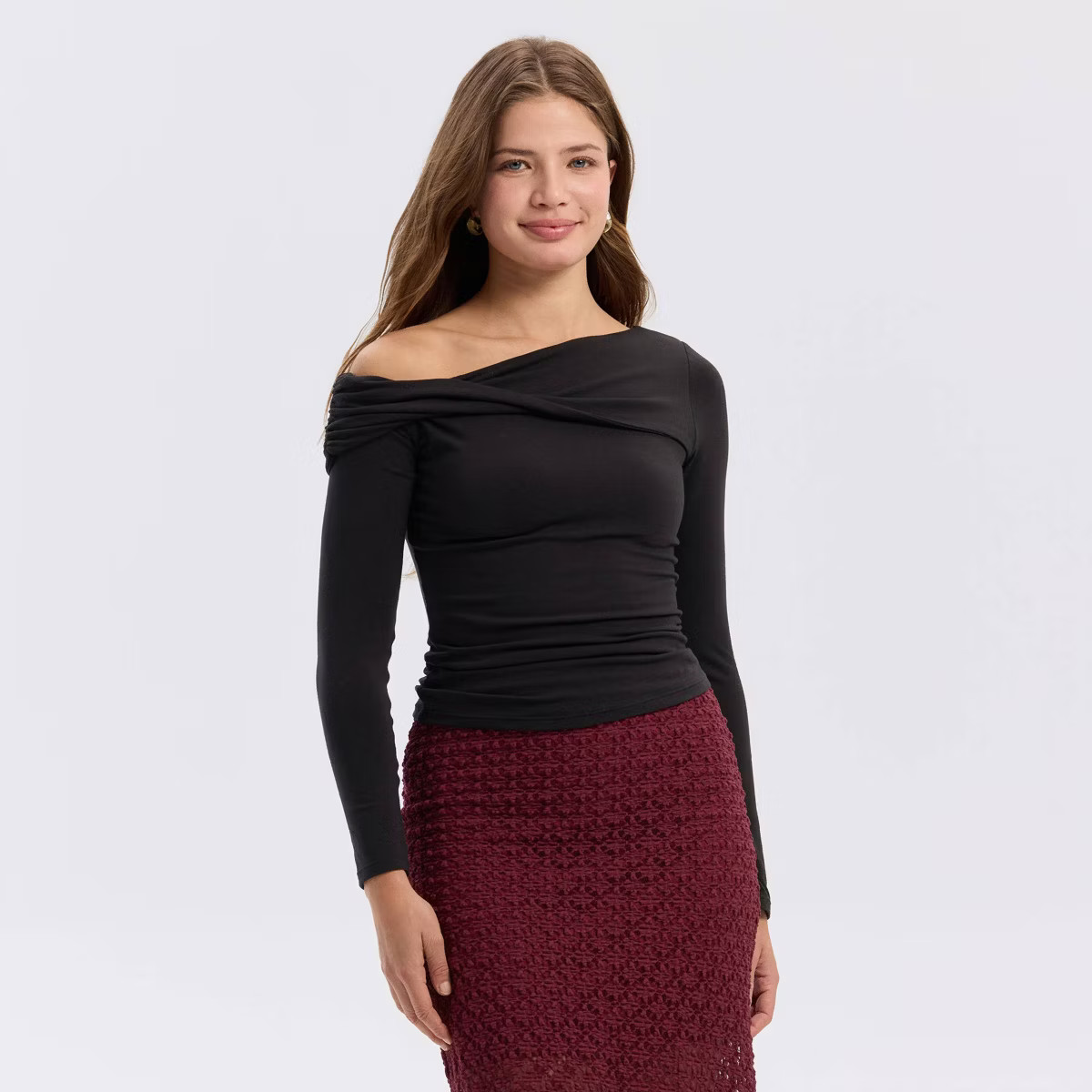Women's Long Sleeve Asymmetrical Knit Top - A New Day™ | Target