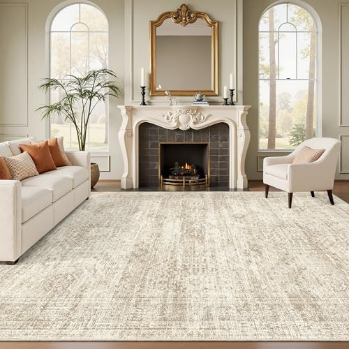 Washable Area Rug 8x10, Large Soft Rugs for Living Room Vintage Beige Carpet 8x10 Area Rugs for B... | Amazon (US)