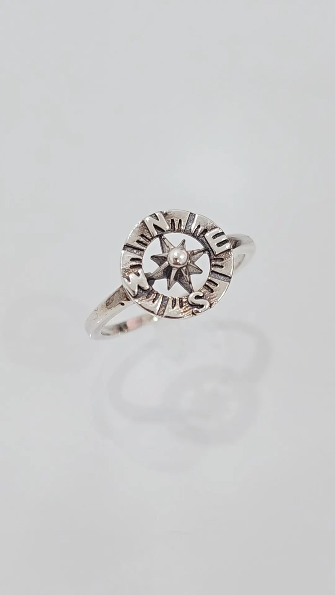 Nautical Compass Sterling Silver Ring • Vintage Sailor’s Ring • 925 Stamped • Oxidized Fi... | Etsy (US)