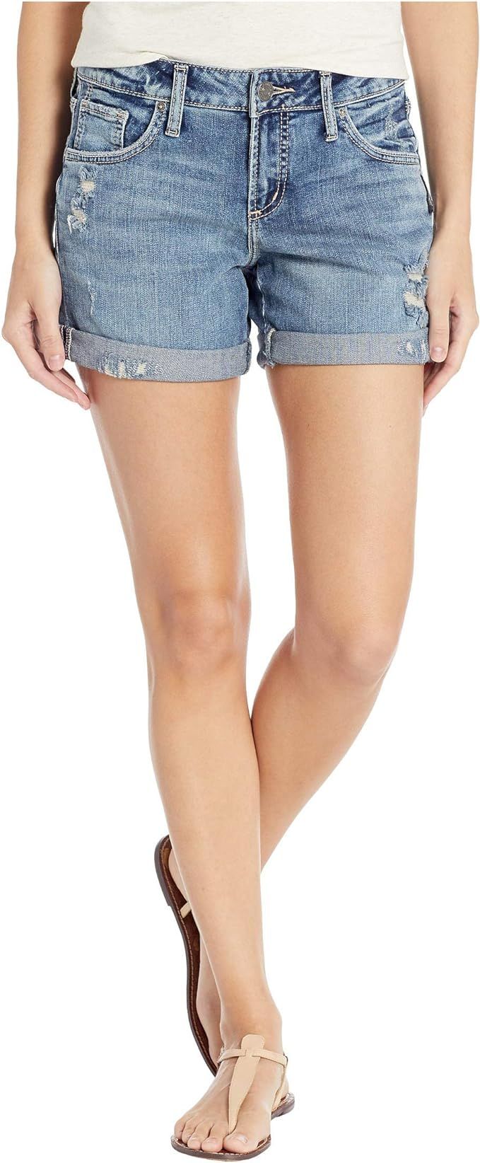 Silver Jeans Co. Women's Mid Rise Boyfriend Shorts | Amazon (US)