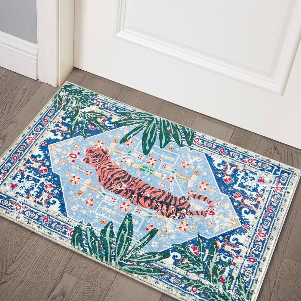 Tropical Jungle Rugs, 2x3 Faux Wool Botanical Boho Throw Rugs for Bathroom Kitchen Small Indoor E... | Amazon (US)