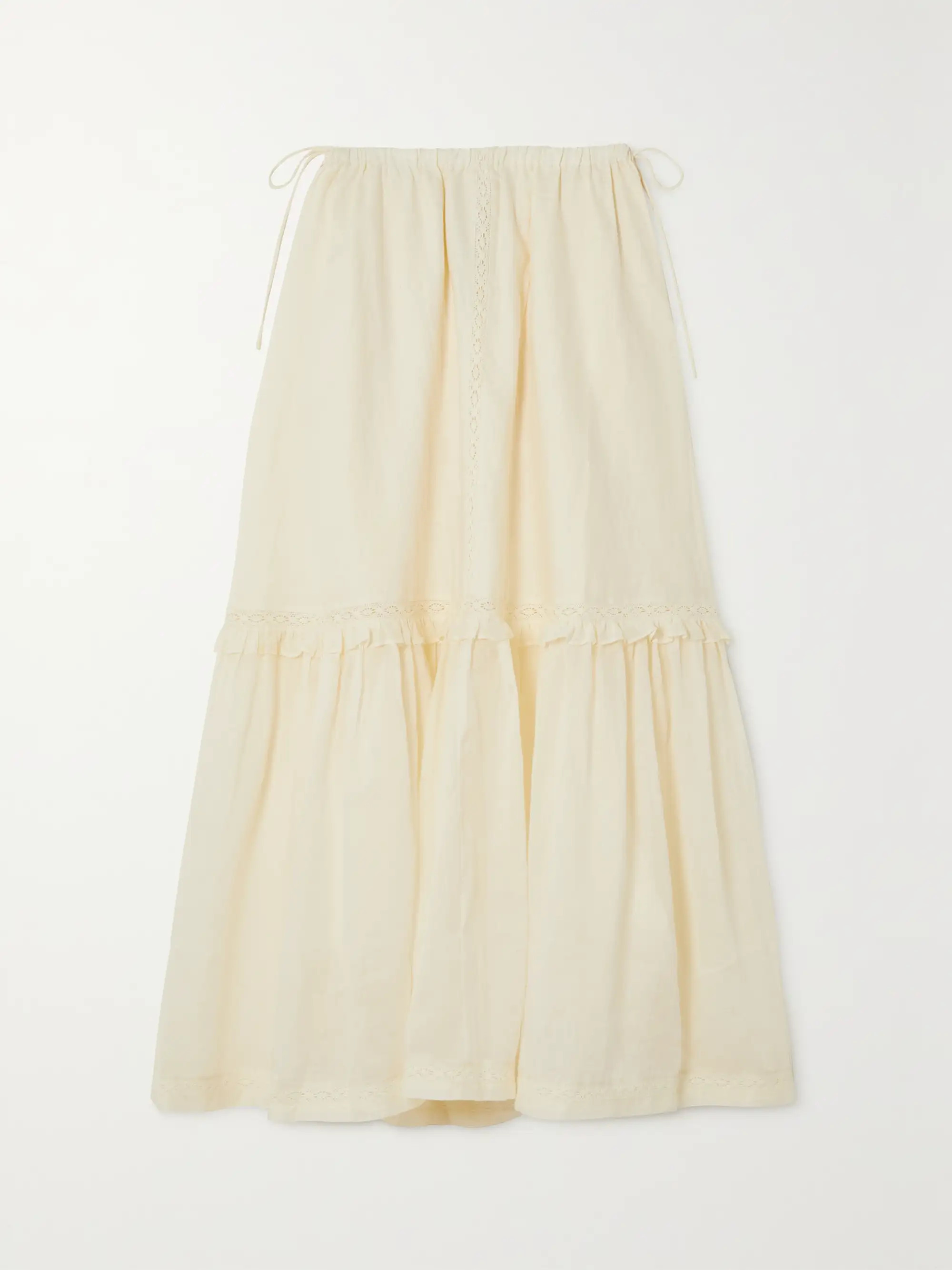 Yellow + NET SUSTAIN Maeve crocheted cotton-trimmed linen and ramie maxi skirt | JOSLIN | NET-A-P... | NET-A-PORTER (UK & EU)