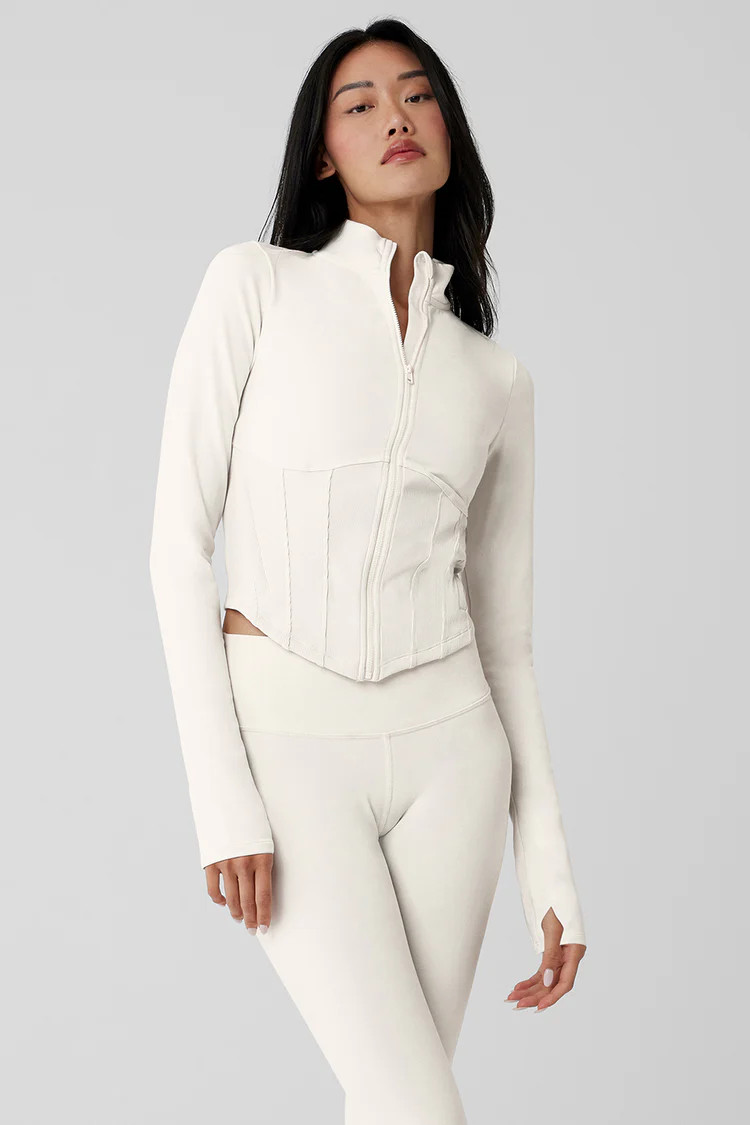 Airbrush Corset Full Zip Jacket - Ivory | Alo Yoga (US)