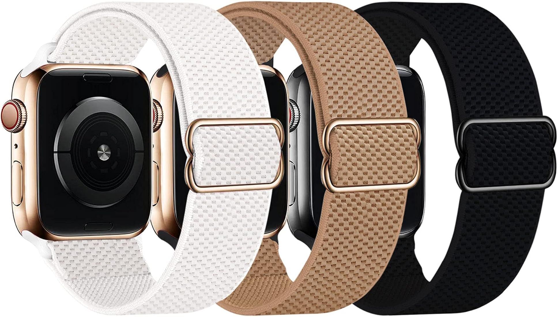 3 Packs Stretchy Nylon Solo Loop Band Compatible with Apple Watch Band 38mm 40mm 41mm 42mm 44mm 4... | Amazon (US)